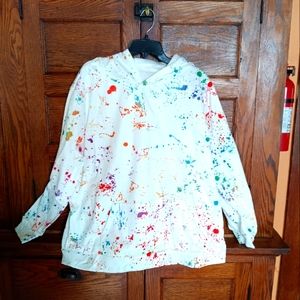 Plus Size 3x Color Splattered Hoodie Flannel Lined Kangaroo Pocket